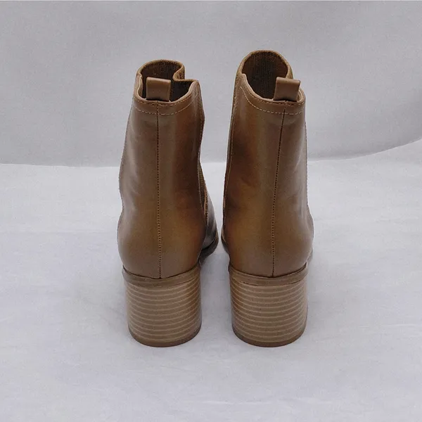 Women's Ankle Boots Size 6 Brown Sock Booties Chunky Heel Pointed Toe Casual - Image 6