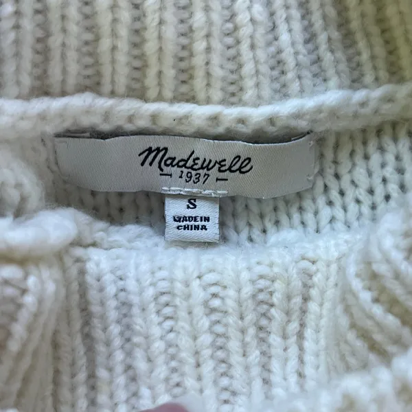 Madewell Women's Side Tie Sweater Vest Cream Wool Blend Size S - Image 5