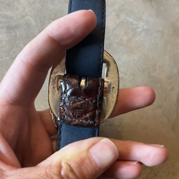 Vintage Brown Leather Belt Bohemian Women’s Size L Brass Buckle India 4002 - Image 6
