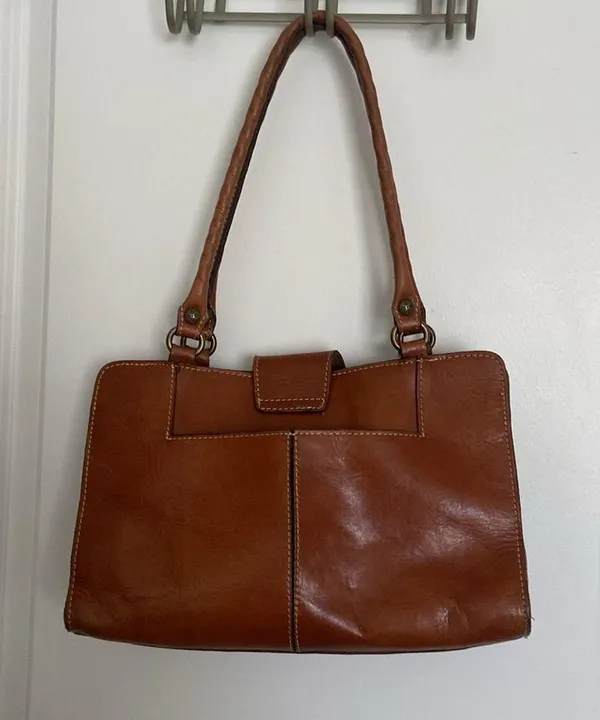 Patricia Nash Rienzo Top Handle Satchel Tan Leather Handbag Brown - Image 10