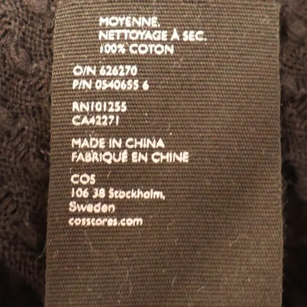 COS Textured Bubble Knit Sweater Womens Size M Black Minimalist‎ Cotton Pullover - Image 3