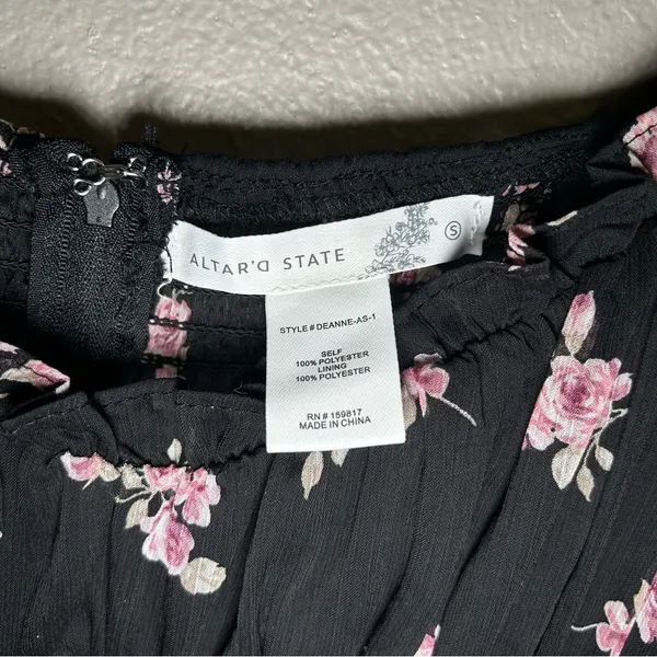 NEW Altar’d State Deanne black floral tiered maxi dress women’s size small - Image 9