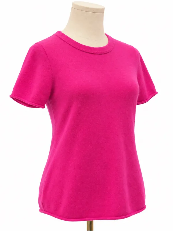 J.Crew 100% Cashmere Short Sleeve Sweater Pink Crewneck Size Large - Image 2