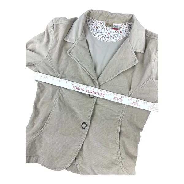 Y2K Unionbay Tan Corduroy Stretch Blazer Jacket Womens Large Button Front Beige - Image 7