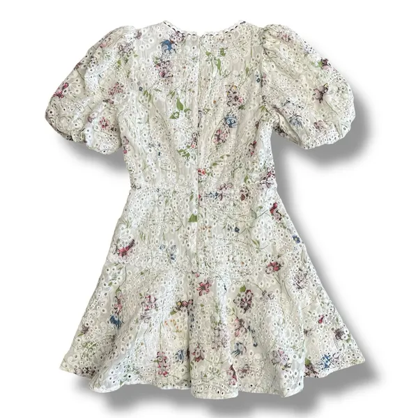 Gianni Bini Women’s Floral Eyelet‎ Puff Sleeve Mini Dress White Size 4 Lined - Image 5