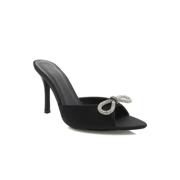 NIB Billini Leilah Bow Heel in Black‎ Satin Sz 7 - Image 4