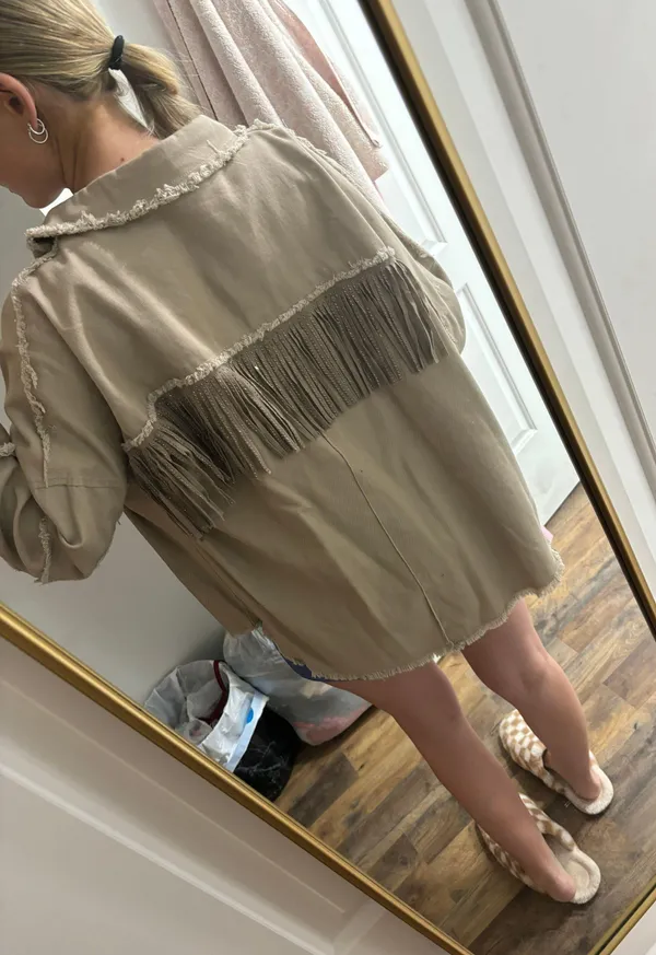 TAN Fringe Jacket Size M - Image 5
