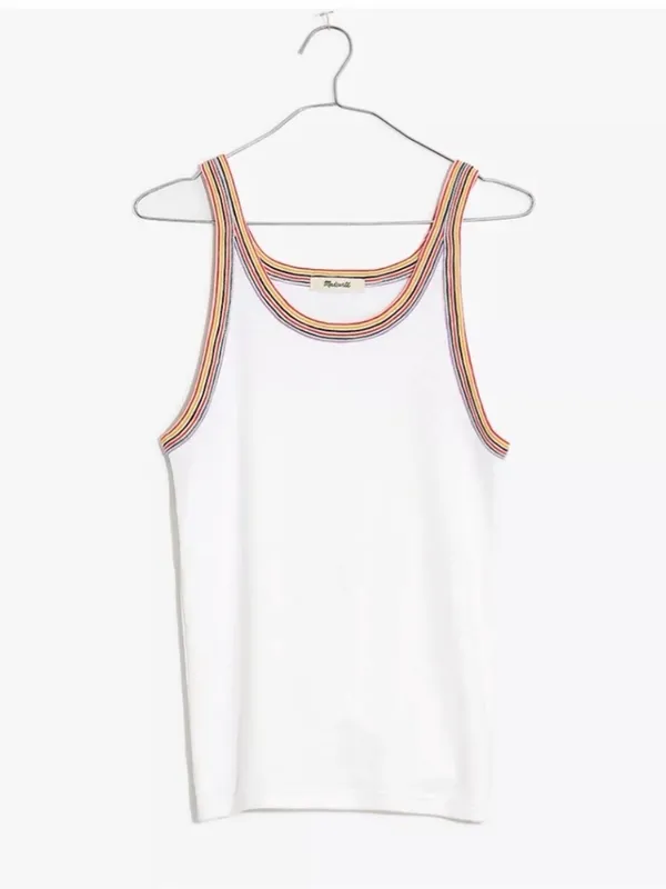 Madewell Rainbow Striped Trim Tank XS - Image 4