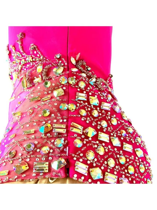 NWT Envious Couture Jeweled One Shoulder Formal Prom Gown 8 Barbiecore Pageant - Image 8