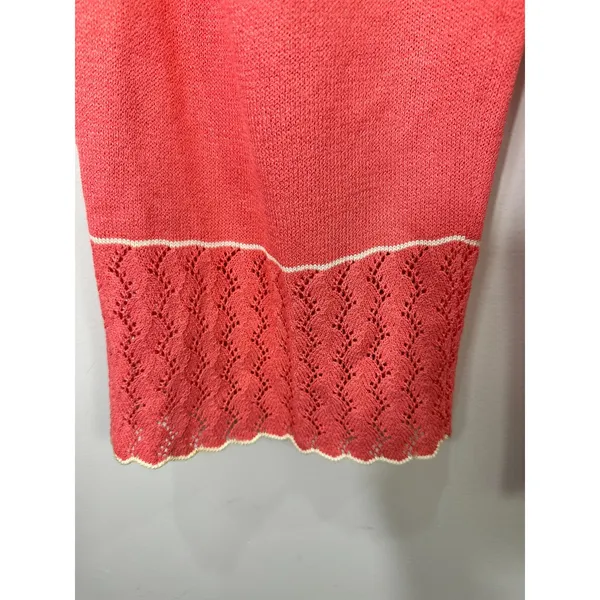 St. John Sport‎ Knit Pants XL Coral Pink Lace Trim Cropped Wool Blend Luxury - Image 4