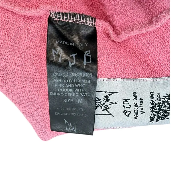Von Dutch MJB Pink Hoodie Embroidered Logo Patch Y2K Streetwear Size Medium‎ - Image 9