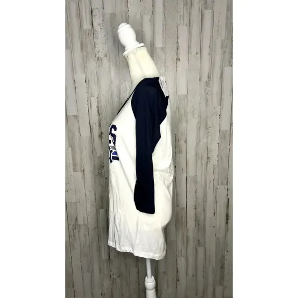 NWT‎ Women's New York Yankees 3/4 Sleeve Raglan T-Shirt White/Blue Medium - Image 5
