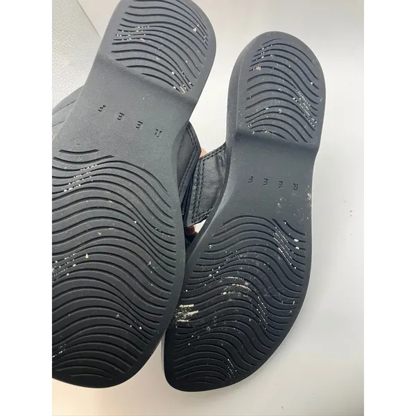Reef Loft Lux X Black Leather Quilted‎ Crisscross Slide Sandals Womens Size 7 - Image 5