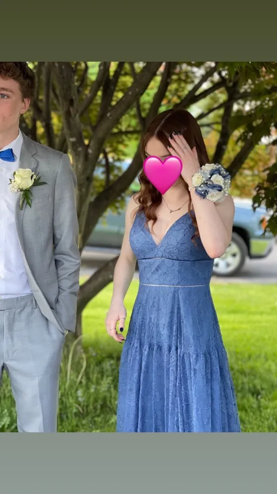 David's Bridal Lace Prom Dress - Image 3