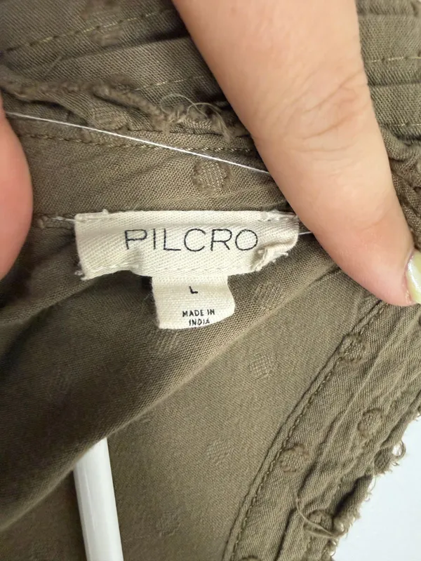 Anthropologie Pilcro Olive Green Mock Neck Swing Mini Dress Women’s L - Image 7