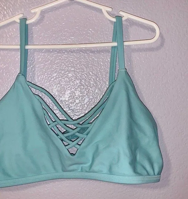 Hollister Swim Be the Sunshine Light Blue Large Bikini Swim Suit Top - Image 3