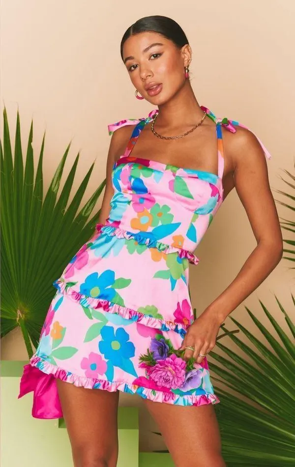 NWT Show Me Your Mumu Lady Corset size Large L pink Piccadilly floral mini dress - Image 3