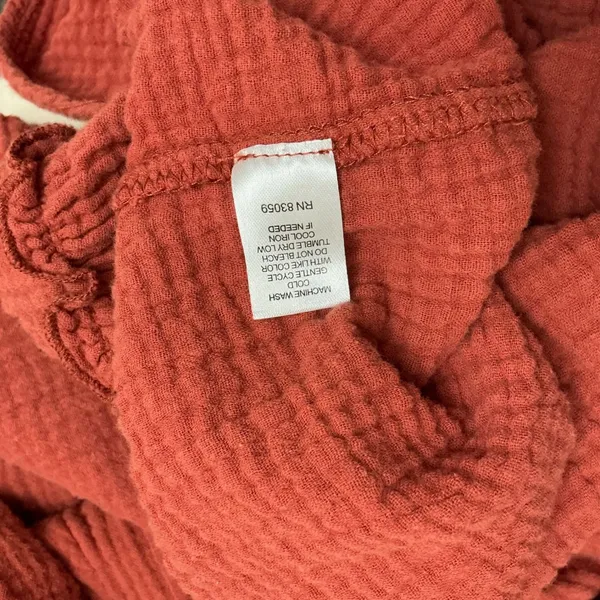 DREW Anthropologie 100% Cotton Gauze Tiered Dress M Rust Orange Boho Fall - Image 5