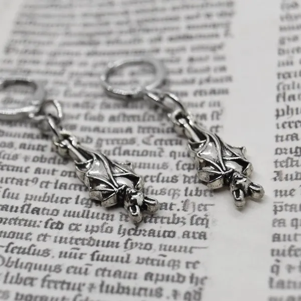 Hanging Bat Earrings Silver - Image 2