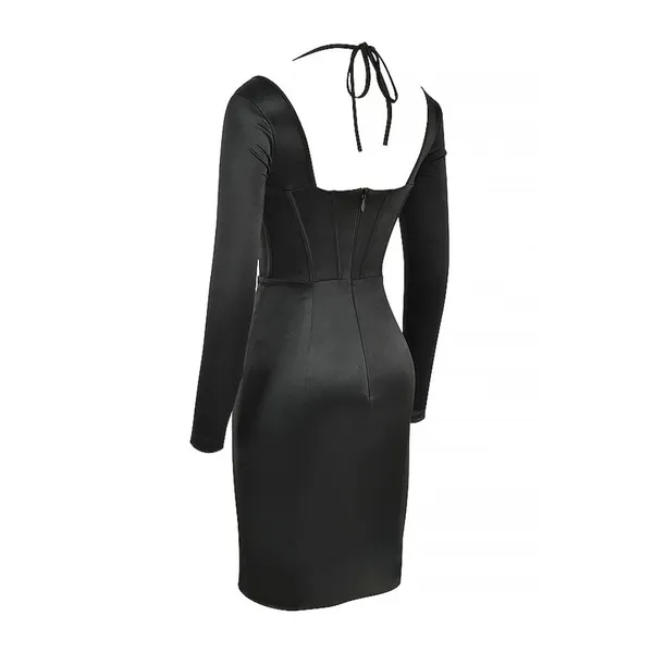 NWT House Of CB Grazia in Black Disco Satin Corset Fitted Mini Dress S Plus Cup - Image 4