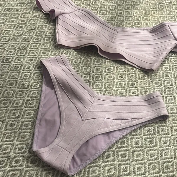 ASOS Swim Purple Bandage Two Piece‎ Swim Set Size 6 - Image 5