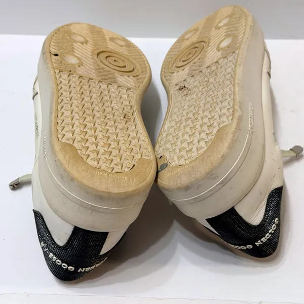 Golden Goose PureStar Low Top Sneakers White Leather Glitter Heel Size 38 US 8 - Image 11
