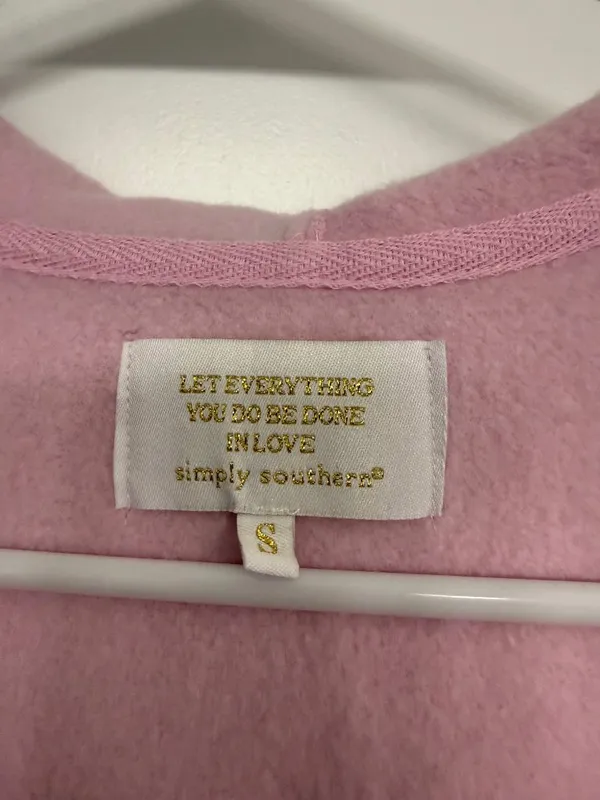 Simply Southern Pink Quarter-Snap Hooded Pullover Size S - Image 4
