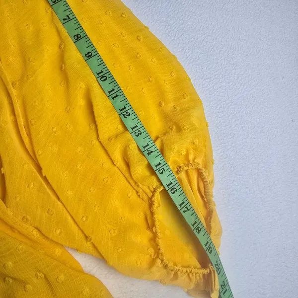 Anthropologie NWT 36R Haida Peasant Top Ruffled Swiss‎ Dot Blouse Mango Yellow M - Image 11