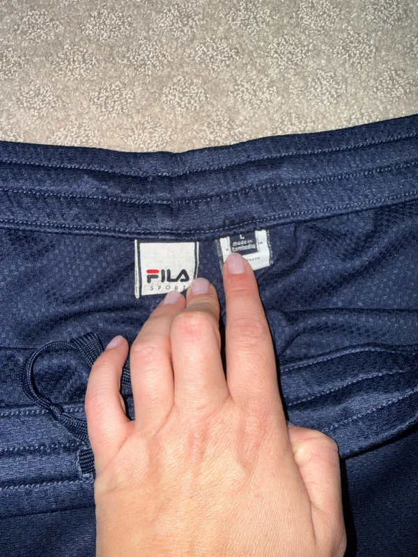 Men's Navy FILA Athletic Shorts Size L - Image 2