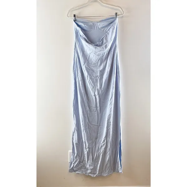 Peppermayo Strapless Esra Linen Maxi Slip Dress Blue 8 - Image 5