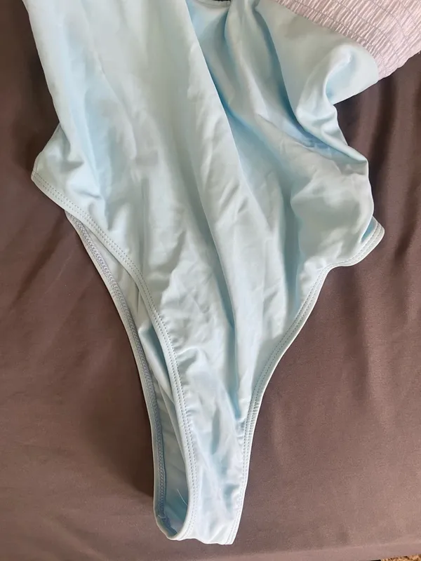 Light Blue One-Piece Swimsuit with Front Accents - Image 10