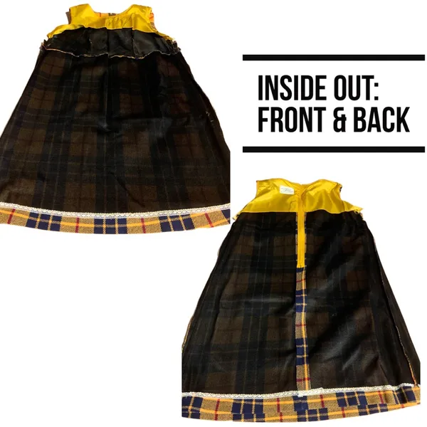 Vintage 1960'S M.H. Fine Co Yellow & Blue Plaid Wool Blend Shift Dress (12) - Image 11