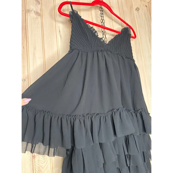 NWT Lulus Asuka Black Ruffled Tiered Mini Dress Party Night Out Swing Size M - Image 4