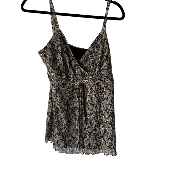 INC International Y2k Concepts Sparkle Babydoll Top‎ L Fairy Grunge Going Out - Image 2