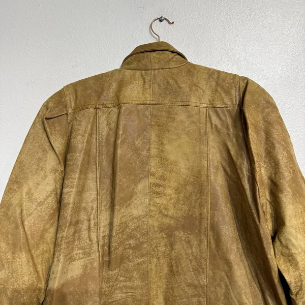 Tan Genuine Leather Vintage Jacket Sz M - Image 8