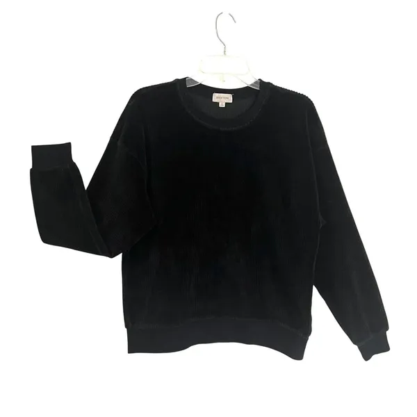 Brixton Sweater Womens Small Black Corduroy Crewneck Pullover Emo Goth Dark - Image 11
