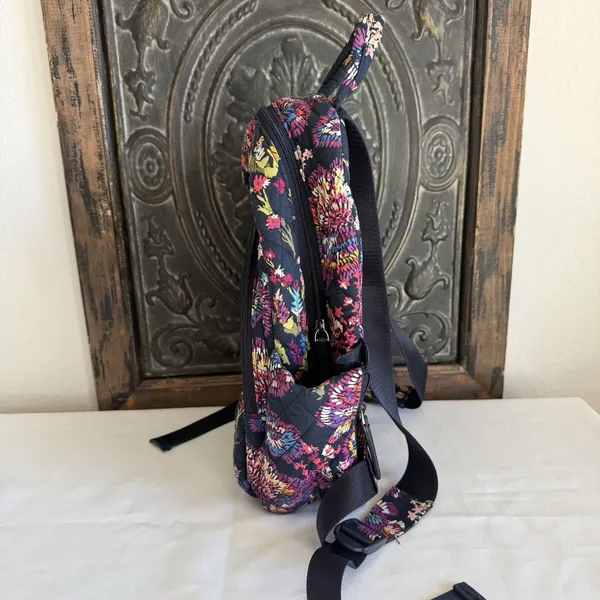Vera Bradley Small Zipper Backpack Midnight Wildflowers‎ Travel Boho Artsy - Image 3