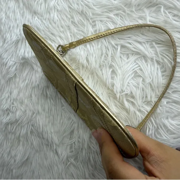 COACH Gold Silver Signature Wristlet - Image 3