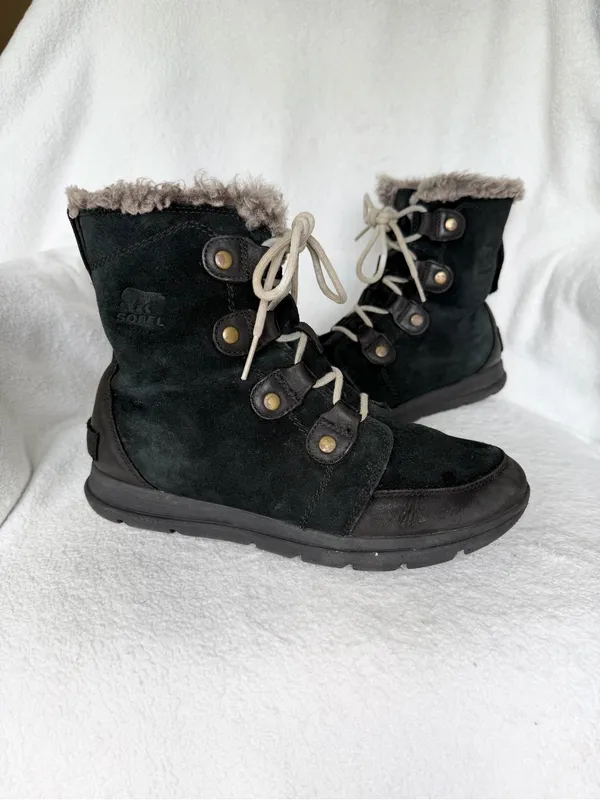 Sorel Explorer Joan Winter Boot Black Lightweight Waterproof Suede Womens Sz 9.5 - Image 7