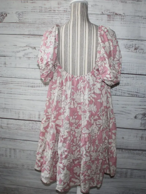 By Together Boho Floral Mini Dress Baby Doll Square Neck Short Sleeve Small - Image 5