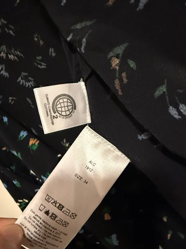 Ganni floral print crepe midi wrap dress size 34 - US 2 black - Image 6
