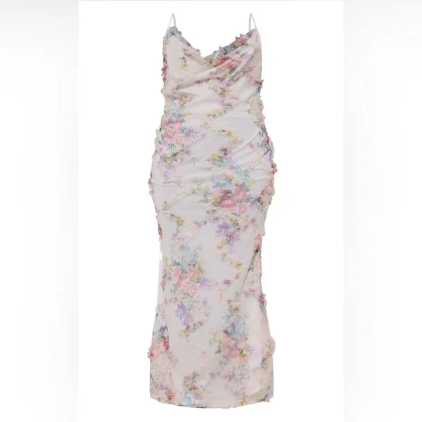 NWT Multi Floral Textured Cowl Neck Maxi Dress Size UK 20 / US 16 - Image 5