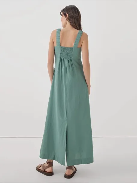 Pact linen organic cotton blend canopy tank maxi dress in blue spruce - Image 2