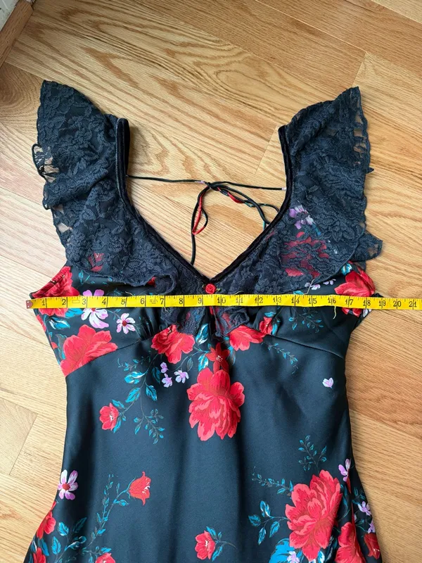 Free People Warm Hearts Black Floral Lace Midi Dress M - Image 6