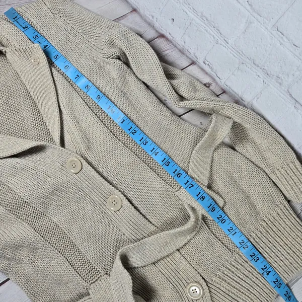 Banana Republic Womens Small Beige Organic‎ Cotton Belted Button Knit Cardigan - Image 9