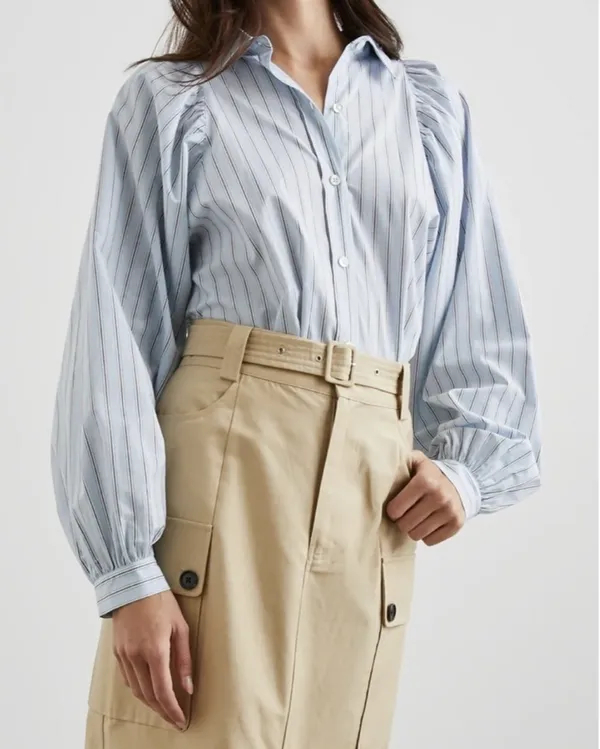 Rails Livy Shirt - Hampton Stripe Blue & White Pinstriped Button Down Shirt - Image 2