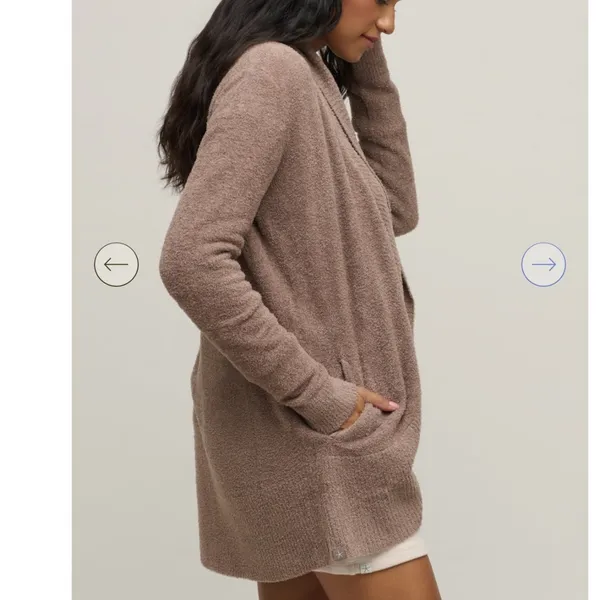 Barefoot Dreams CozyChic Lite Circle Cardi Taupe Open Front Cardigan‎ 423 XL - Image 2