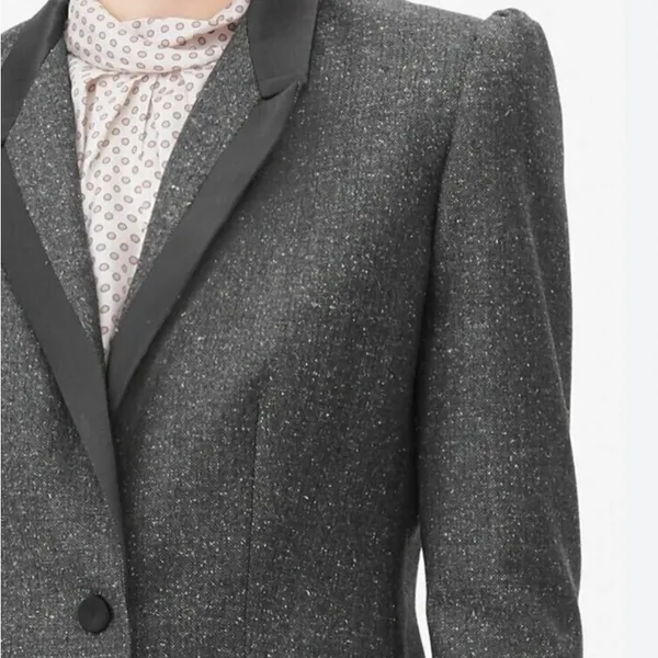 Rebecca Taylor Wool Silk Gray Notch Lapel Herringbone Blazer Women’s Size 8 - Image 2