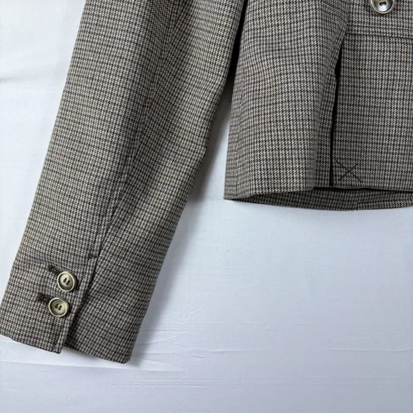 The Limited Women Brown‎ Houndstooth Four Pocket Button Front Blazer Jacket Size M - Image 5