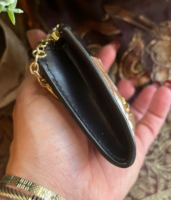 Authentic COACH grossgrain leather zip top card case with keychain - Image 2